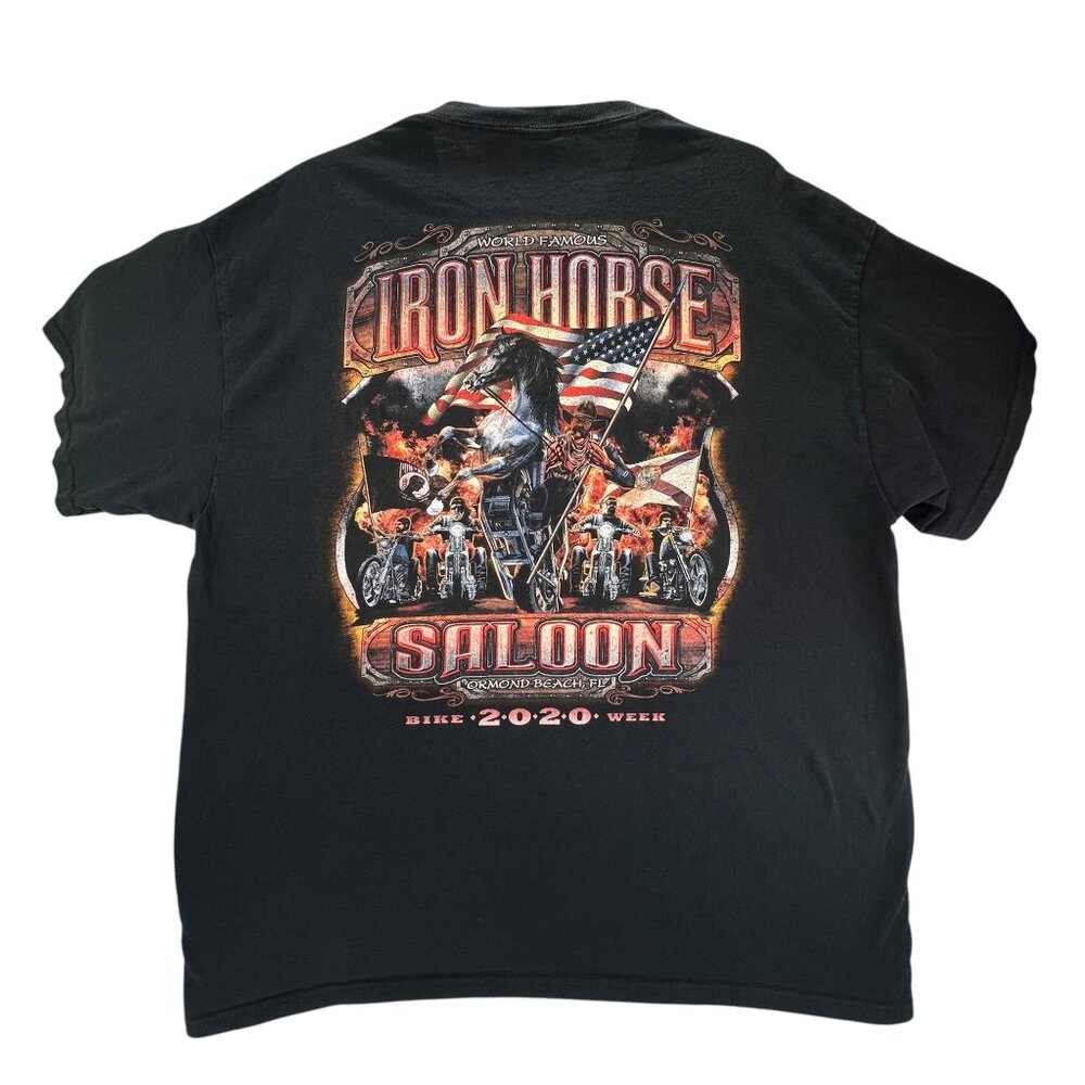 Iron Horse Saloon 2020 Bike Week T Shirt Motorcycle Ormond Beach Pocket Graphic